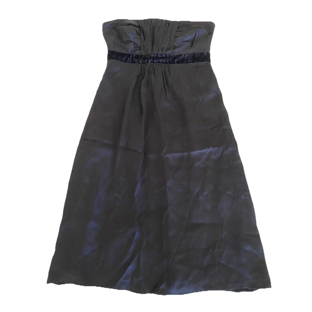 Banana Republic Dress Women’s SZ 4 Silk Strapless Cocktail Fit Flare Velvet Trim